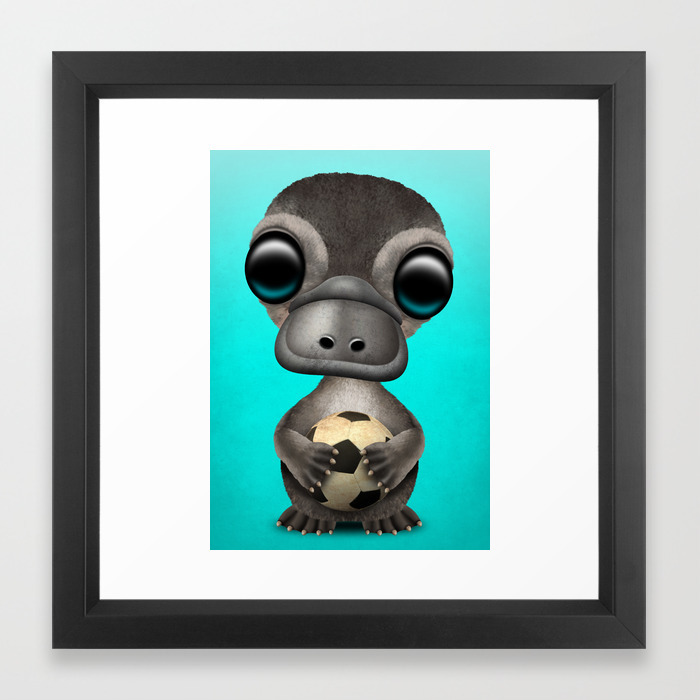 Cute Baby Platypus With Football Soccer Ball Framed Art Print By Jeffbartels Society6