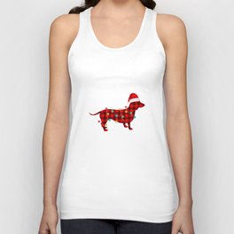 dachshund merry woofmas christmas light gift for her Unisex Tank Top