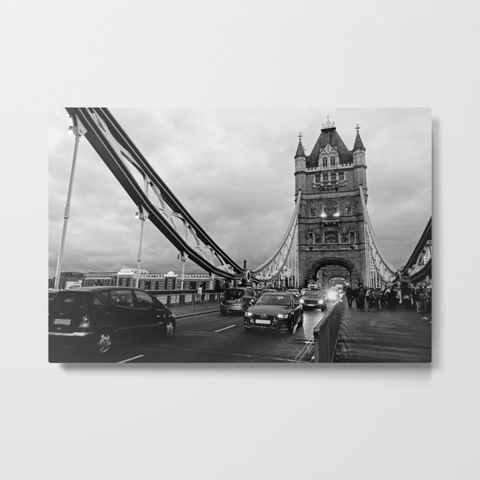 Tower Bridge of London Black and White Photo Metal Print