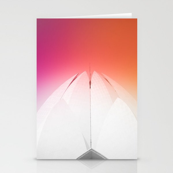 Lotus Flower Symmetry Perfection under the Rainbow at Lotus Temple in India Stationery Cards