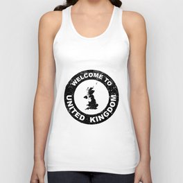 Rubber Ink Stamp Welcome To United KIngdom Unisex Tank Top