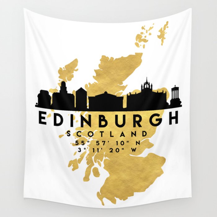 EDINBURGH SCOTLAND SILHOUETTE SKYLINE MAP ART Wall Tapestry by deificus Art Society6