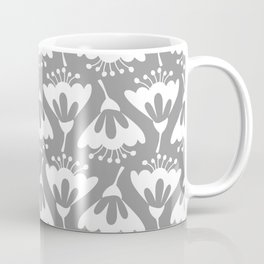 Gray and White Flowers Coffee Mug