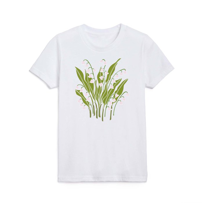 LILY OF THE VALLEY Floral Botanical in Spring Green Kids T Shirt