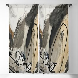 Drift [5]: a neutral abstract mixed media piece in black, white, gray, brown Blackout Curtain