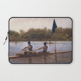 Boston's Head of the Charles River Regatta crew rowing racing boats landscape masterpiece by Thomas Eakins Boston's Head of the Charles Regatta Laptop Sleeve