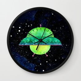 Lime Green UFO Wall Clock | Neon, Spaceships, Aliens, Sci-Fi, Space, Lime, Green, Outer Space, Spaceship, Ufo 