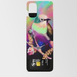 Colorful Bird Illustration on Flowered Tree with Crescent Moon and Stars and Vibrant Prismatic Sky Android Card Case