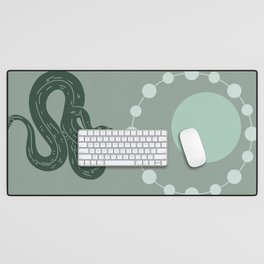 Snake And Sun - Mid-Century Minimalist Graphic Green Desk Mat