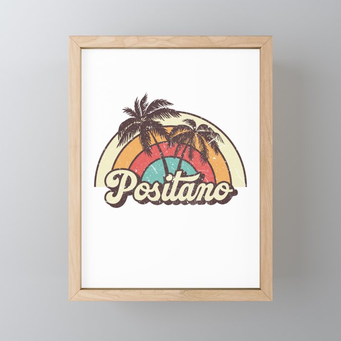 Positano beach city Framed Mini Art Print