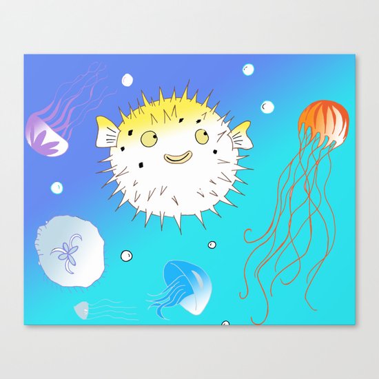 Little Fugu (Blue) Canvas Print