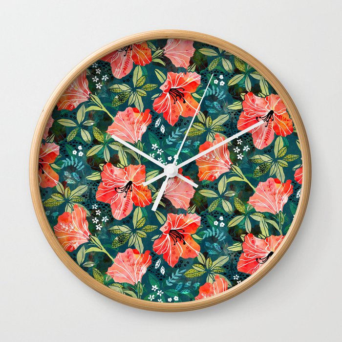 Vibrant Rhododendrons Wall Clock