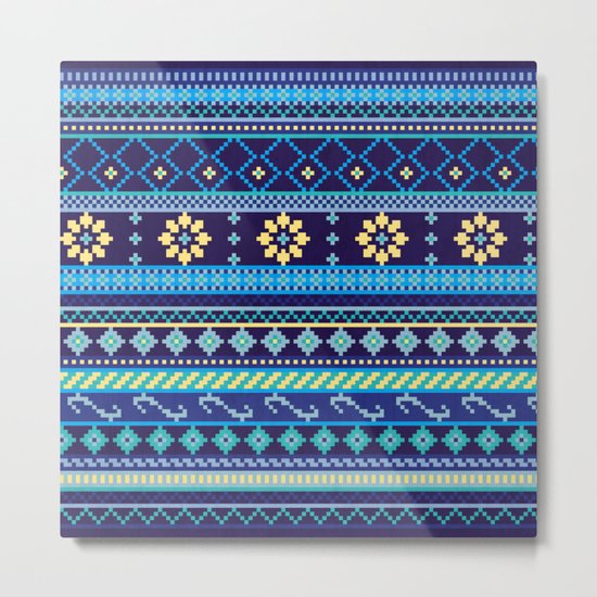 Cheery Blues Geometric Pattern Metal Print