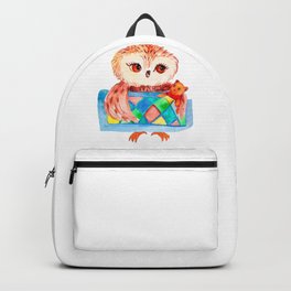 Owl Sleeping. Watercolor Owl. Cool baby Owl. Owl for Kids. Backpack