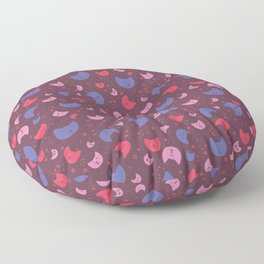 Cat heads on a rose background Floor Pillow