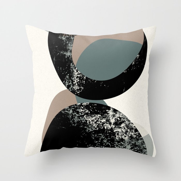 Neutral Abstract Shapes with Structure Throw Pillow