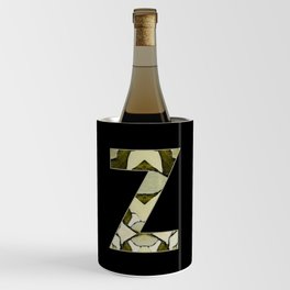 Letter Z | Hand-Lettering | Abstract Pattern Oil Painting On Canvas 2c19.3 Olive Green Pearl White Wine Chiller
