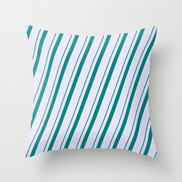 [ Thumbnail: Teal & Lavender Colored Lines/Stripes Pattern Throw Pillow ]