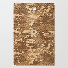 Personalized  R Letter on Brown Military Camouflage Army Commando Design, Veterans Day Gift / Valentine Gift / Military Anniversary Gift / Army Commando Birthday Gift  Cutting Board