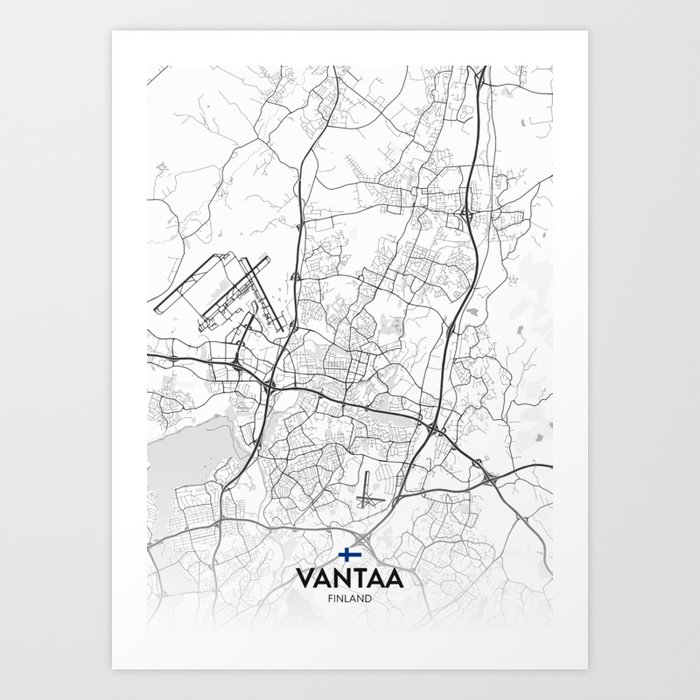 Vantaa, Finland - Light City Map Art Print