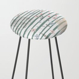 Geometric Pastel Green Pink Brown Blue Watercolor Romantic Floral Counter Stool