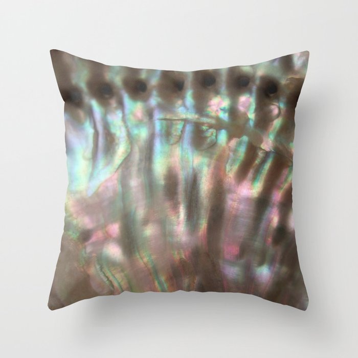 Shimmery Greenish Pink Abalone Mother of Pearl Throw Pillow