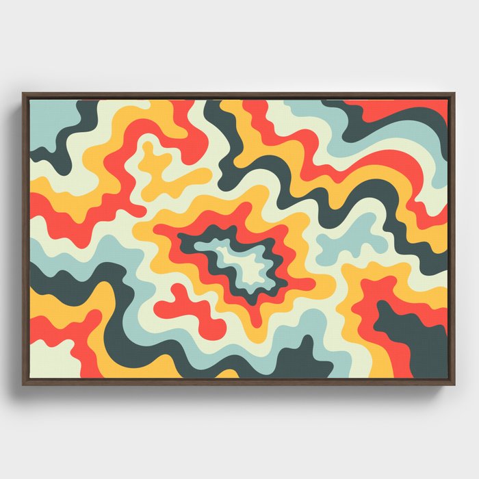 Vintage Abstract Soft Swirl Pattern Waves Art Retro 50s and 60s Color Palette Framed Canvas