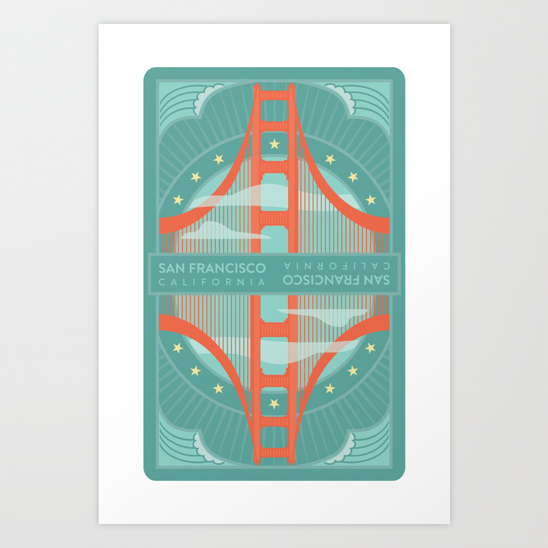 San Francisco Golden Gate Bridge Card Deck Back Poster Art Print By Kathleenmkowal Society6