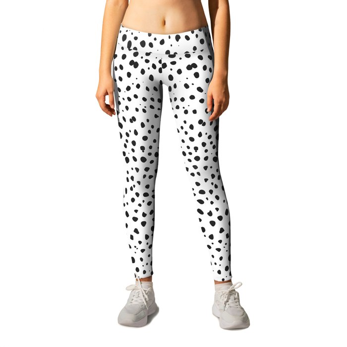 Dalmatian Spots - Black and White Polka Dots Leggings