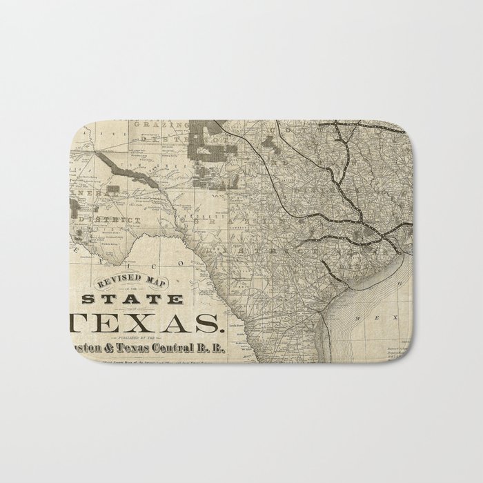 Old Map of Texas 1876 Vintage Wall map Restoration Hardware Style Map Bath Mat