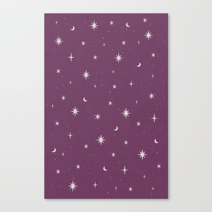Starry night pattern violet daffodil Canvas Print