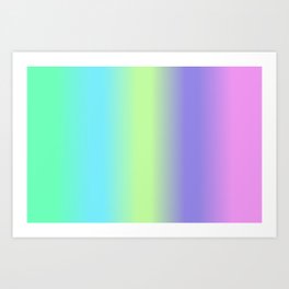 Spring - Pastel - Easter Greens Blues and Purple Vertical Stripes Gradient Art Print