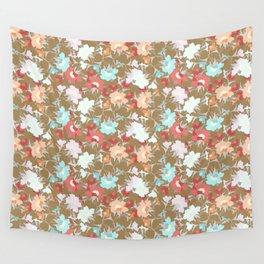 brown and powder blue floral evening primrose flower meaning youth and renewal Wall Tapestry