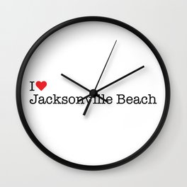 I Heart Jacksonville Beach, FL Wall Clock | Florida, Fl, Jacksonvillebeach, Heart, Typewriter, White, Red, Graphicdesign, Love 