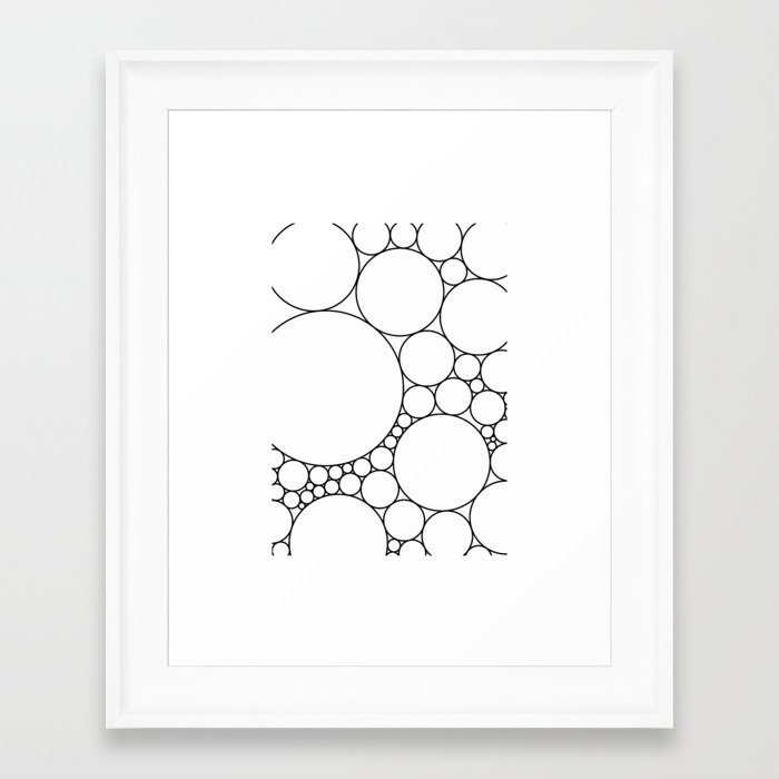 Geometric Abstract - Circles (Black) Framed Art Print