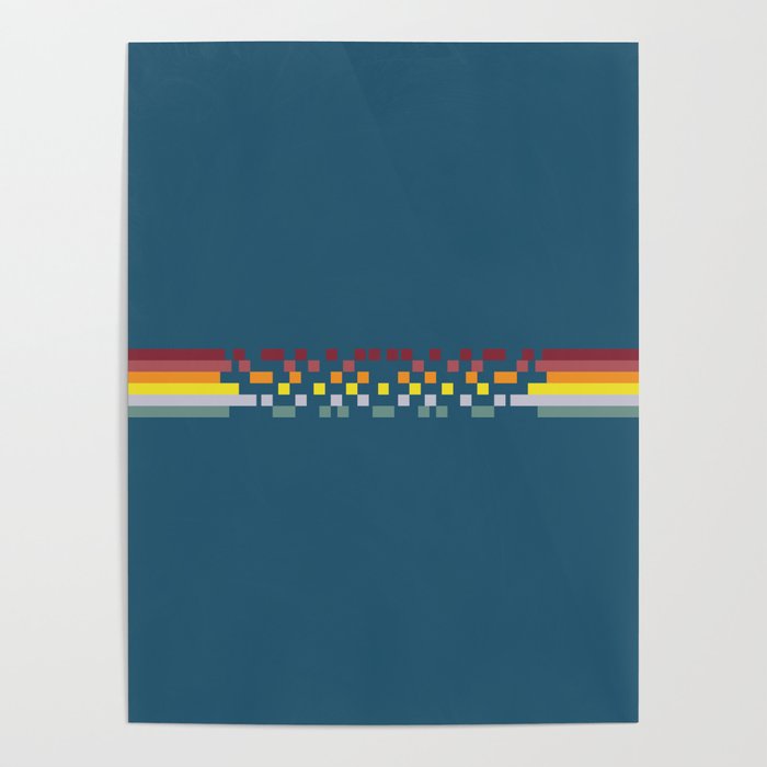 Bandama - Classic 80s Style Retro Stripes with Colorful Pixel Poster