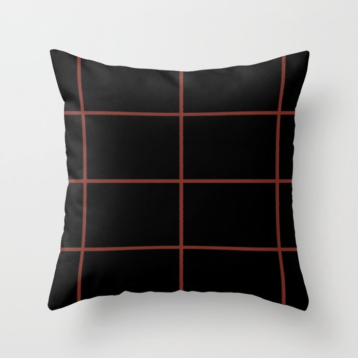 Red and Black Thin Check Pattern - Farrow and Ball 2022 Popular Color Incarnadine 248 Throw Pillow