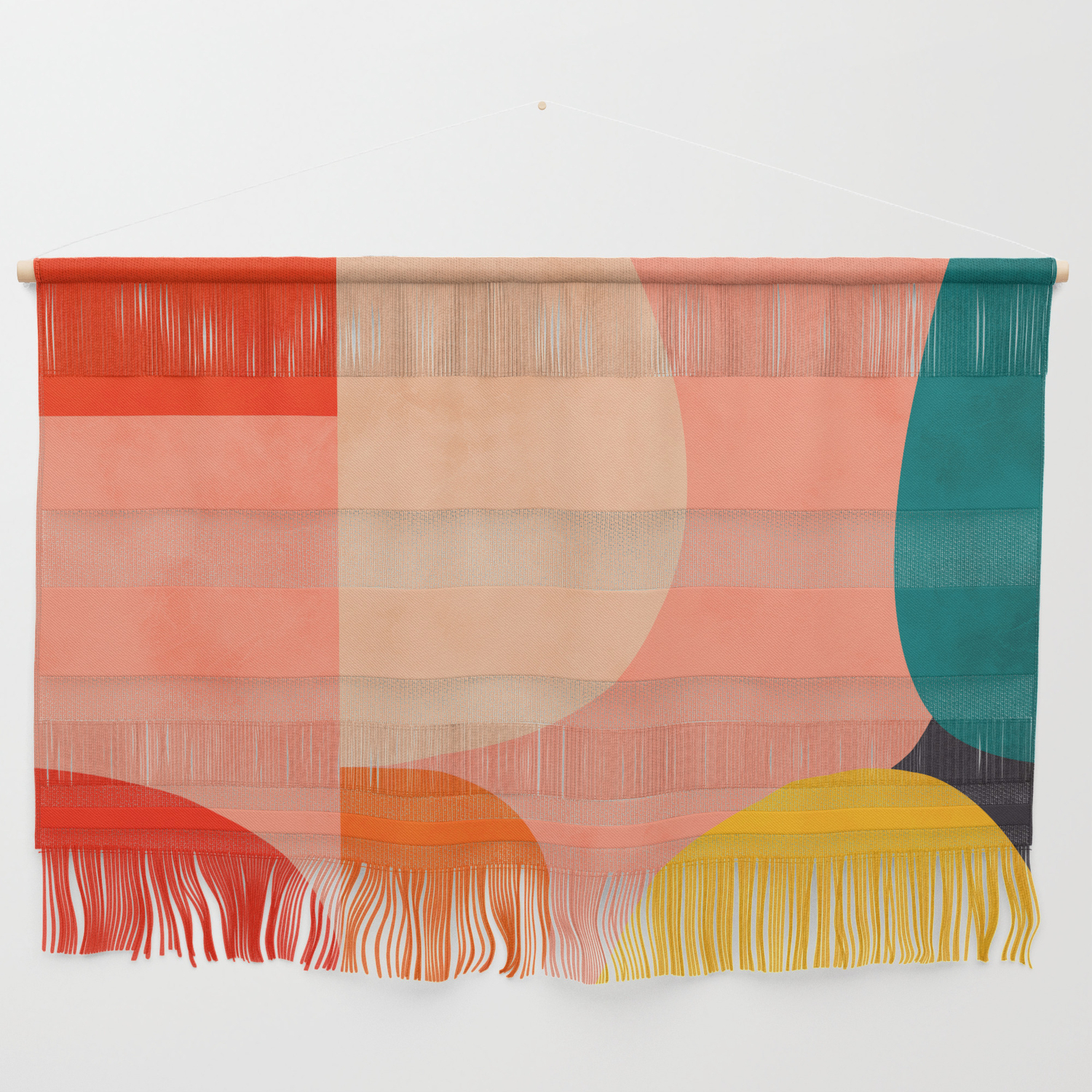 Geometry Shape Mid Century Organic Blush Curry Teal Wall Hanging By Anarutbre Society6