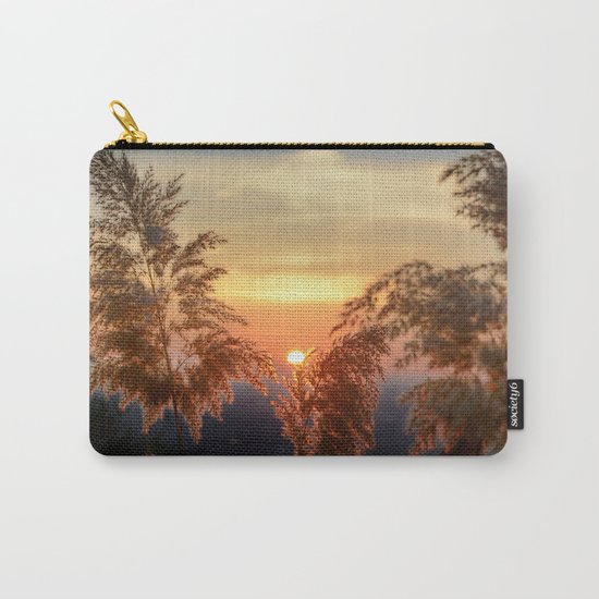 "Sun through the fields" Sunset at the mountains Carry-All Pouch