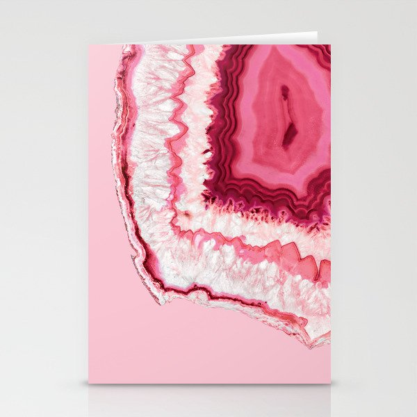 Pink Crystal Agate Geode Stationery Cards