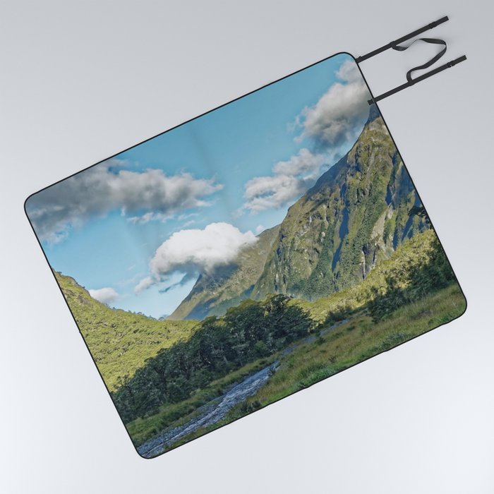 New Zealand Photography - River In Fiordland National Park Picnic Blanket