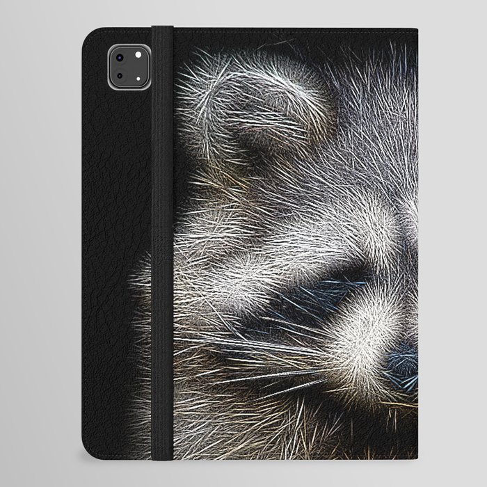 Spiked Raccoon in Black and White iPad Folio Case