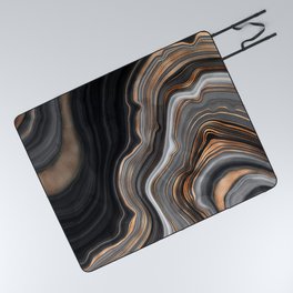 Elegant black marble with gold and copper veins Picnic Blanket