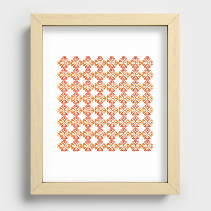 Retro vintage style symmetrical flower pattern graphic design Recessed Framed Print