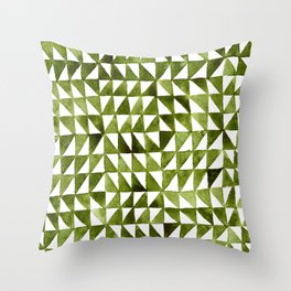 Triangle Grid olive green Throw Pillow