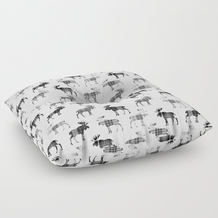 Moose Trot // Black & White Plaid Floor Pillow
