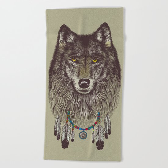 Wind Catcher Wolf Beach Towel