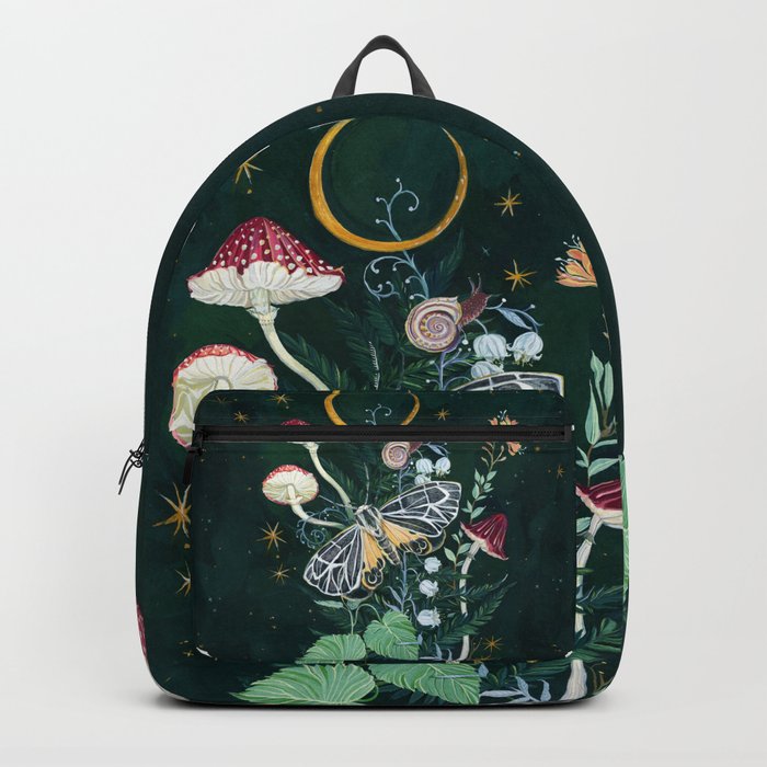 Mushroom night moth Backpack | Painting, Watercolor, Gouache, Paint, Moth, Night, Mushroom, Butterfly, Flowers, Lily
