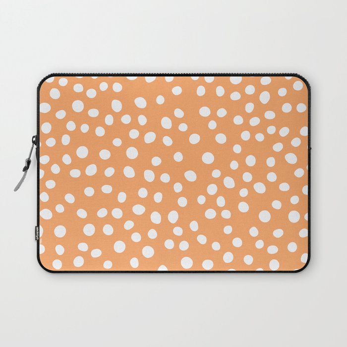 Orange and white doodle dots Laptop Sleeve