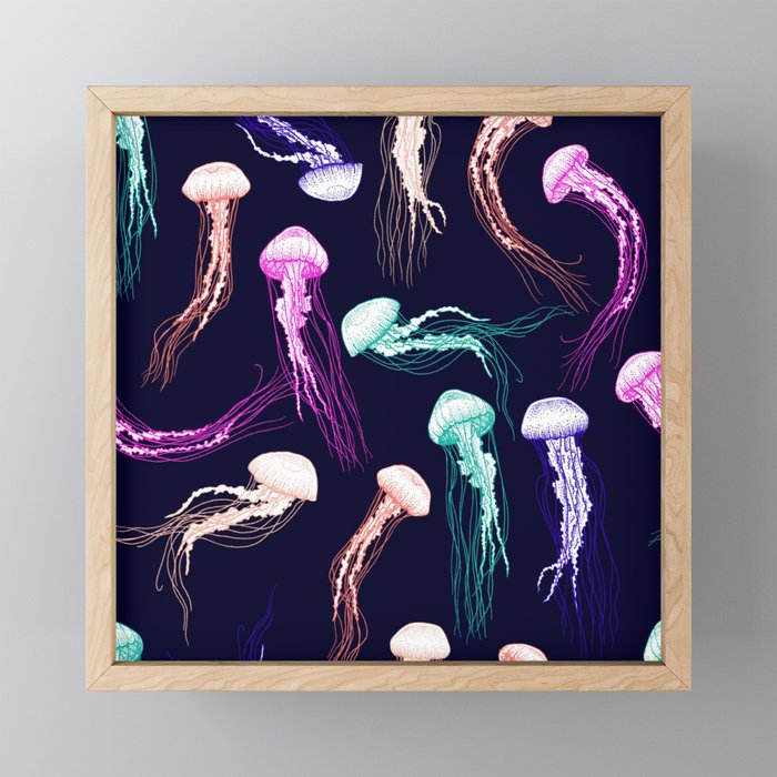 Rainbow Jellyfish Framed Mini Art Print
